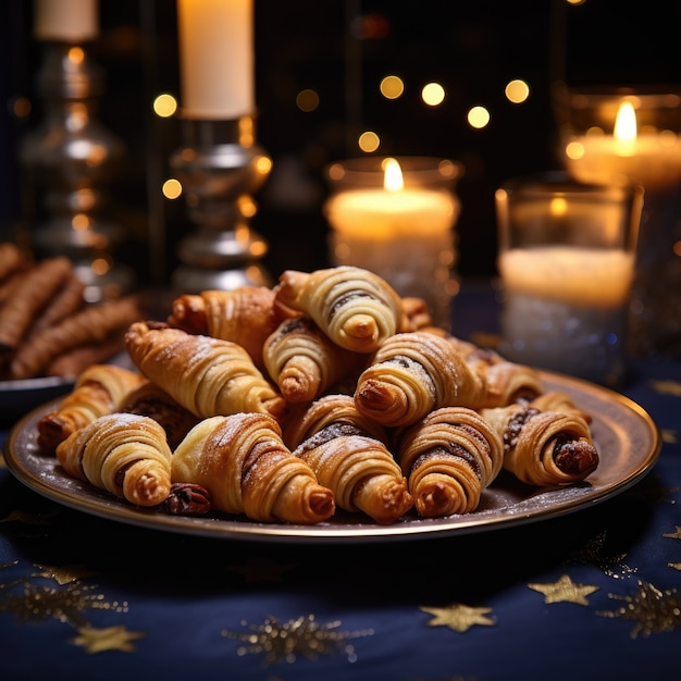 Free photo delicious food prepared for jewish hanukkah celebration