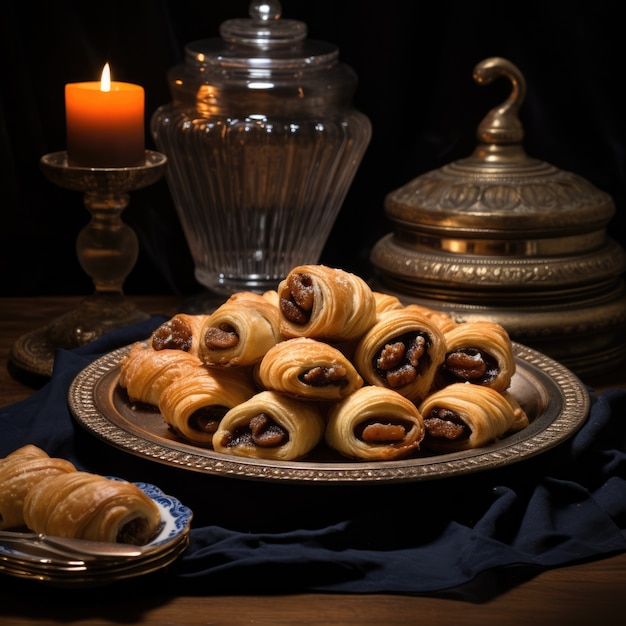 Free photo delicious food prepared for jewish hanukkah celebration