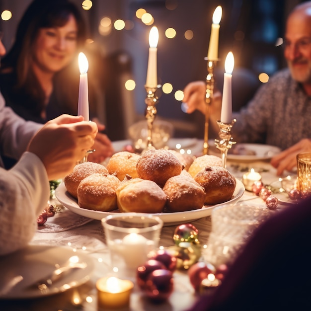 Free Photo delicious food prepared for jewish hanukkah celebration