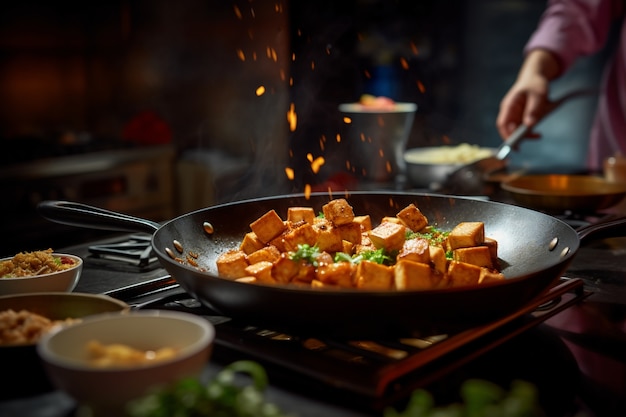 Delicious food on stove