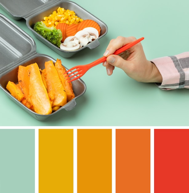 Free photo delicious food with color swatches