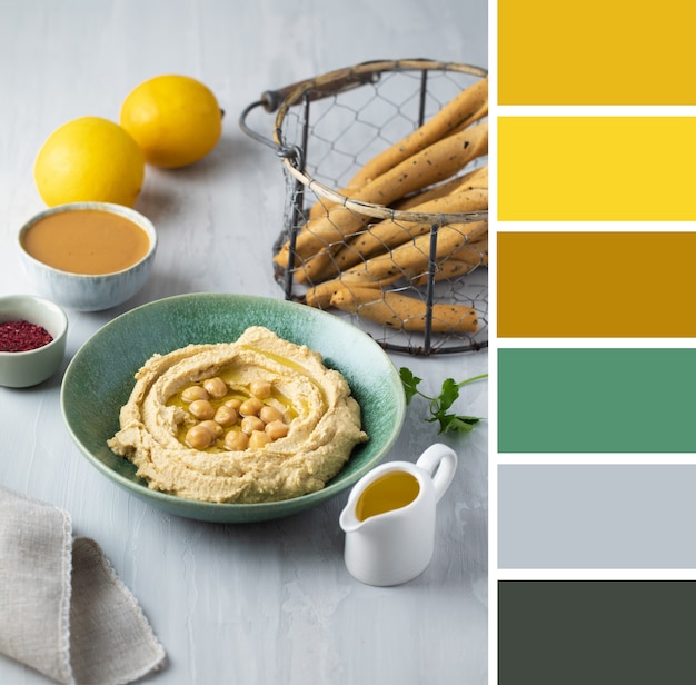 Free photo delicious food with color swatches