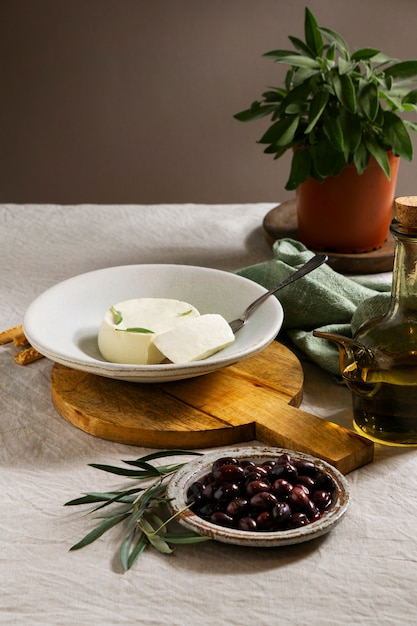 Free Photo delicious fresh cheese still life