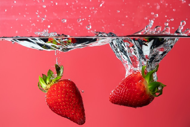 Delicious fresh strawberry in water