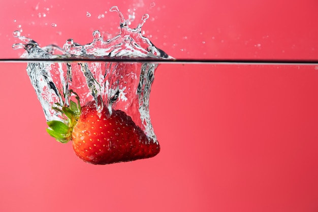 Delicious fresh strawberry in water