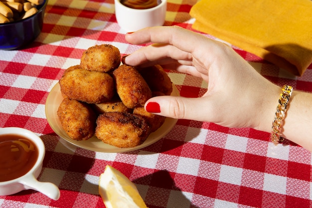 Delicious fried croquette arrangement