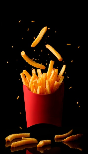 Free photo delicious fries in studio