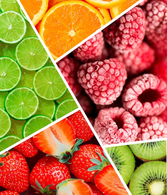 Free photo delicious fruits textures collage