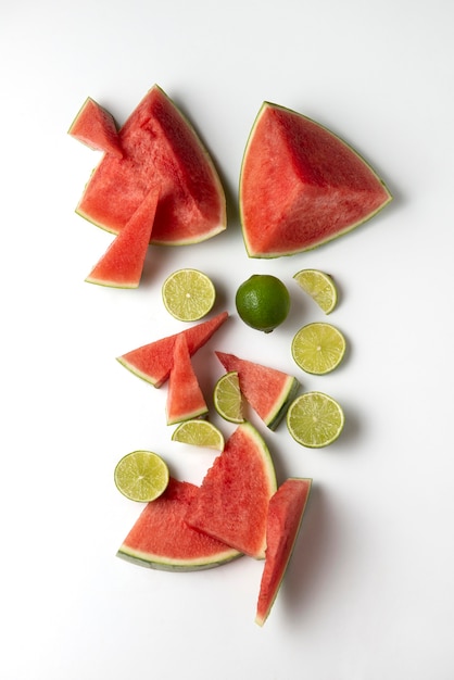 Free Photo delicious fruits on white background top view