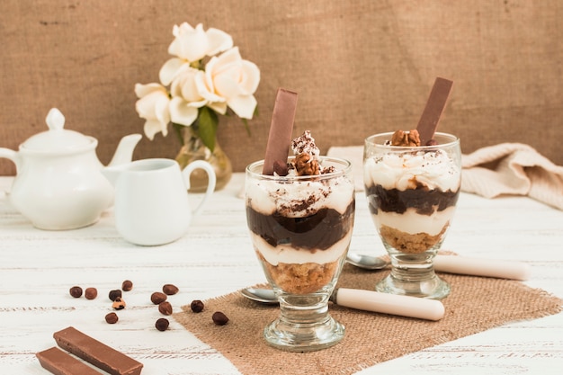 Delicious glasses of ice cream