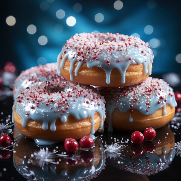 Free photo delicious glazed doughnuts arrangement