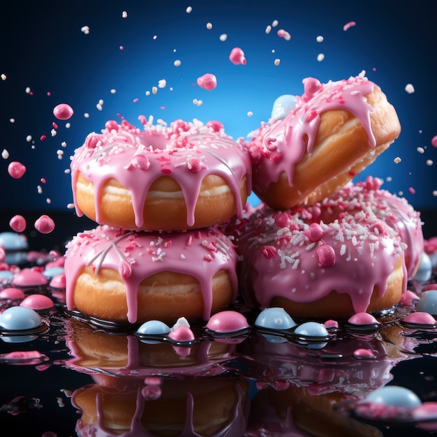 Free photo delicious glazed doughnuts arrangement