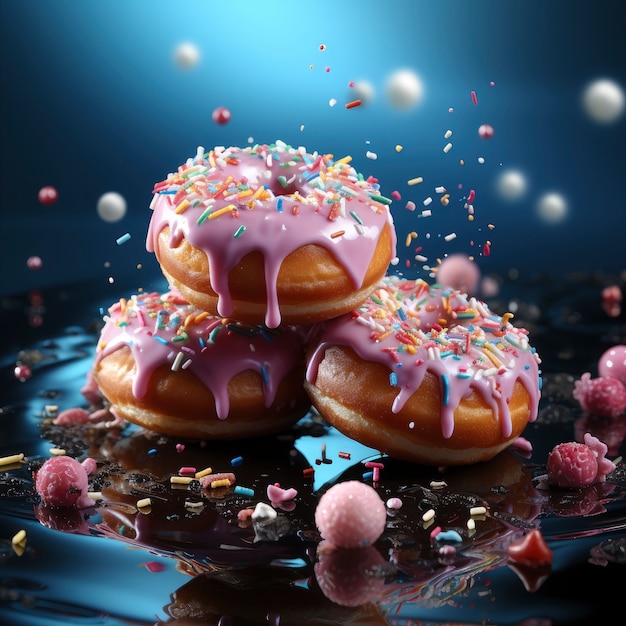 Delicious glazed doughnuts arrangement