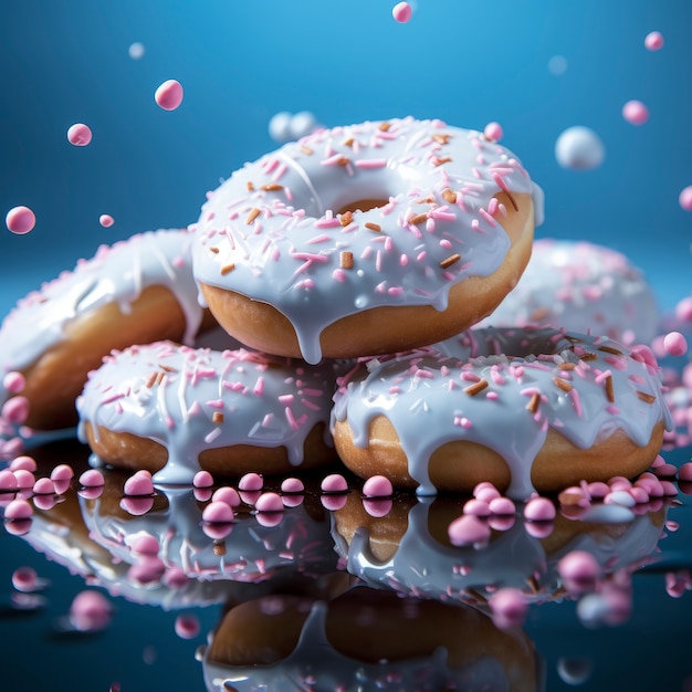 Free Photo delicious glazed doughnuts arrangement