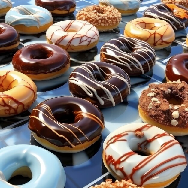 Delicious glazed doughnuts arrangement