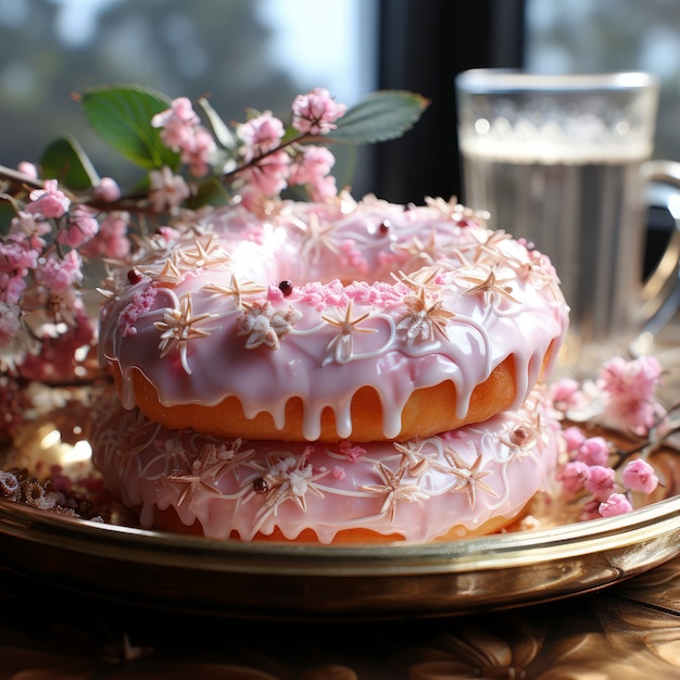 Free photo delicious glazed doughnuts arrangement