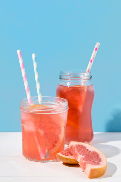 Delicious grapefruit juice ready to be served