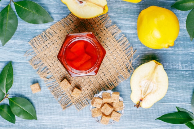 Free Photo delicious and healthy homemade quince jam in glass