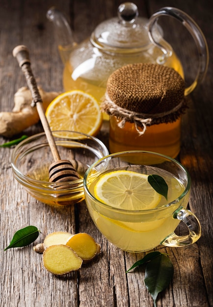 Delicious and healthy lemon tea concept