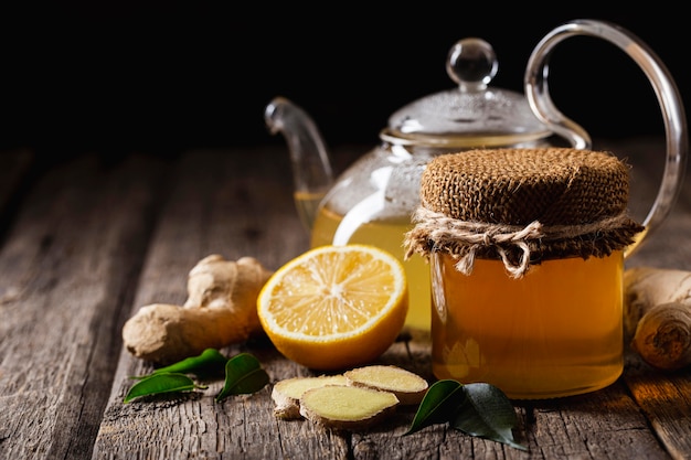 Delicious and healthy lemon tea concept