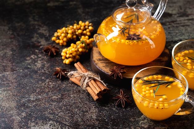 Free Photo delicious and healthy sea buckthorn tea