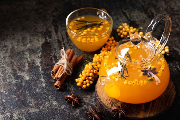 Free photo delicious and healthy sea buckthorn tea