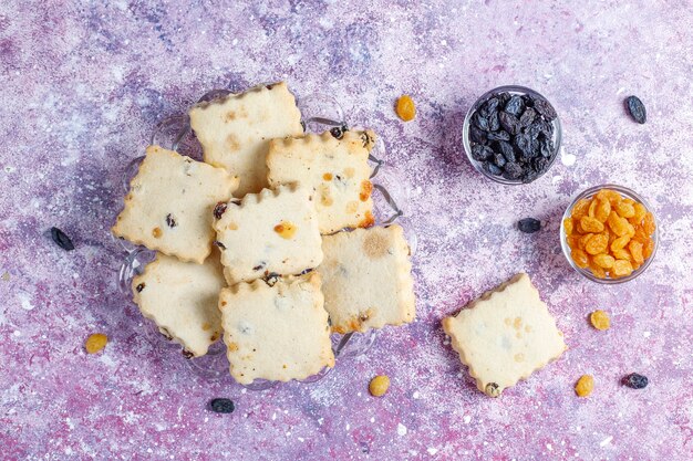 Delicious homemade cookies with raisins.