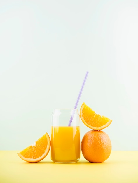 Free photo delicious homemade orange juice with copy space