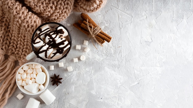 Free Photo delicious hot chocolate concept with copy space