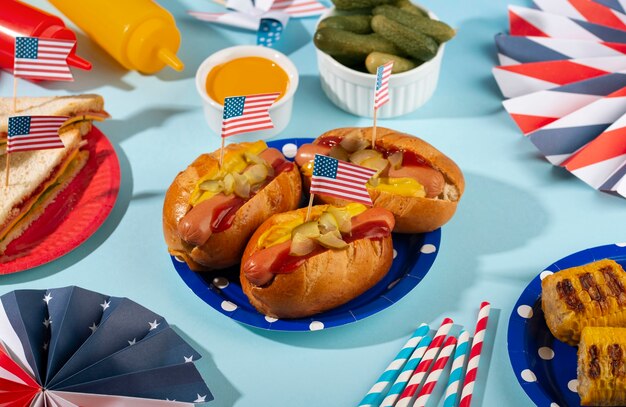 Free Photo delicious hot dogs for the us labor day