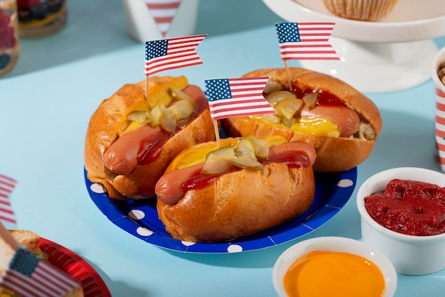 Delicious hot dogs for the us labor day