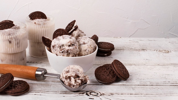 Delicious ice cream and cookies assortment