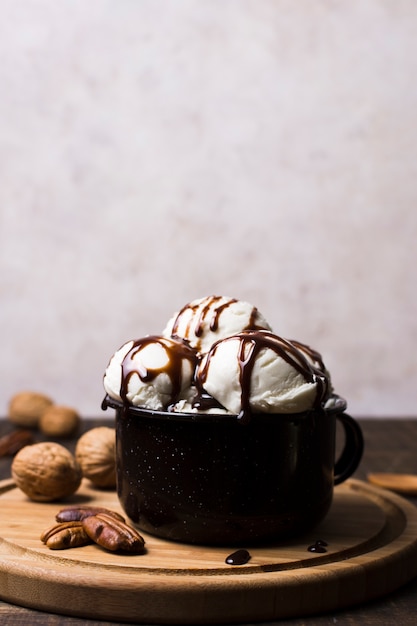 Delicious ice cream scoops in a cup