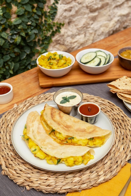 Delicious indian dosa composition