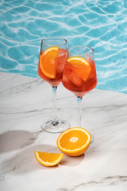 Free photo delicious italian cocktail with realistic background