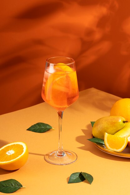 Delicious italian cocktail with realistic background