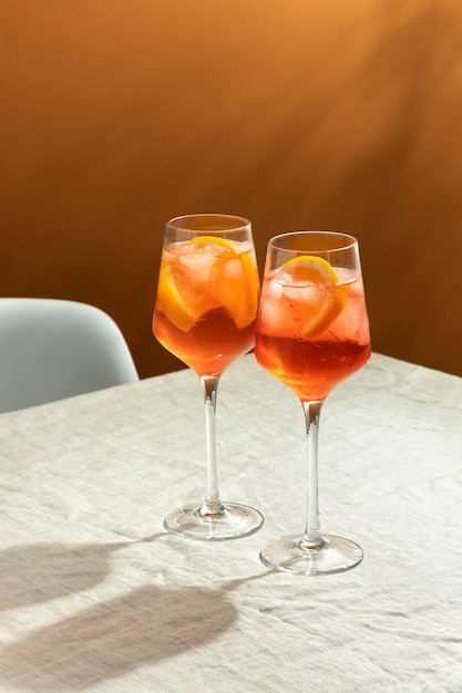 Delicious italian cocktail with realistic background