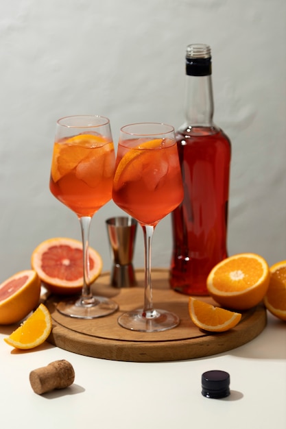 Free photo delicious italian cocktail with realistic background