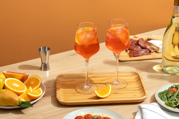 Free photo delicious italian cocktail with realistic background