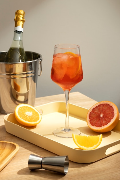 Free photo delicious italian cocktail with realistic background