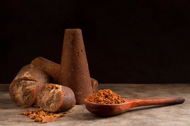 Delicious jaggery still life composition