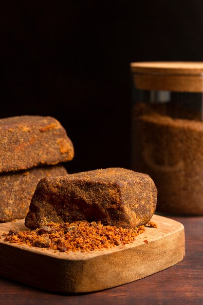 Delicious jaggery still life composition