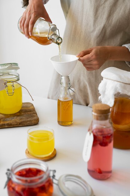 Free Photo delicious kombucha arrangement still life