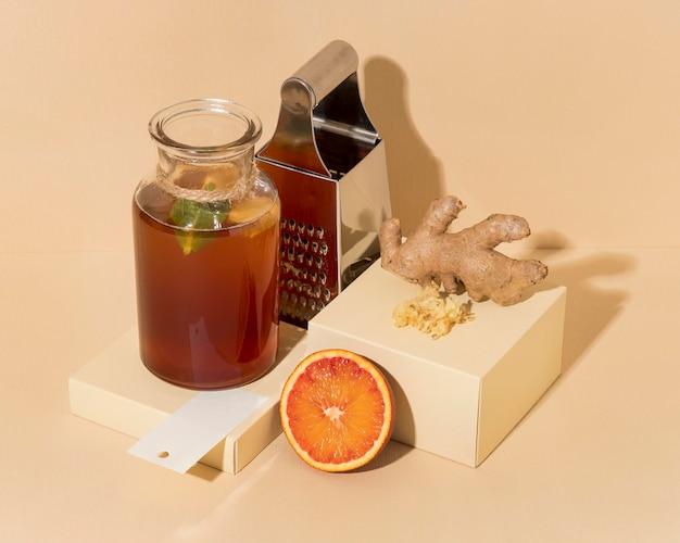 Free Photo delicious kombucha drink arrangement