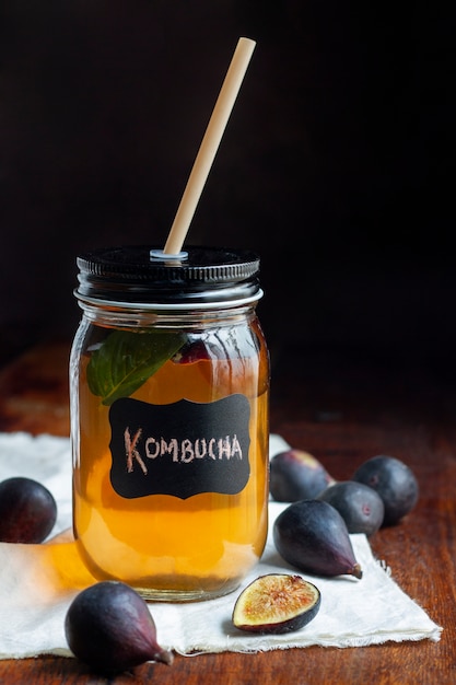 Free photo delicious kombucha drink still life