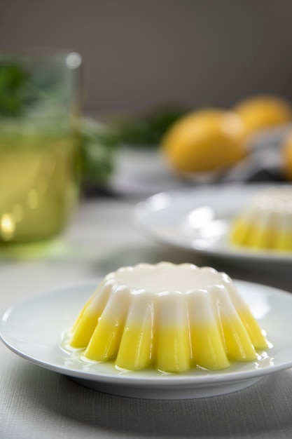 Delicious lemon dessert on plate