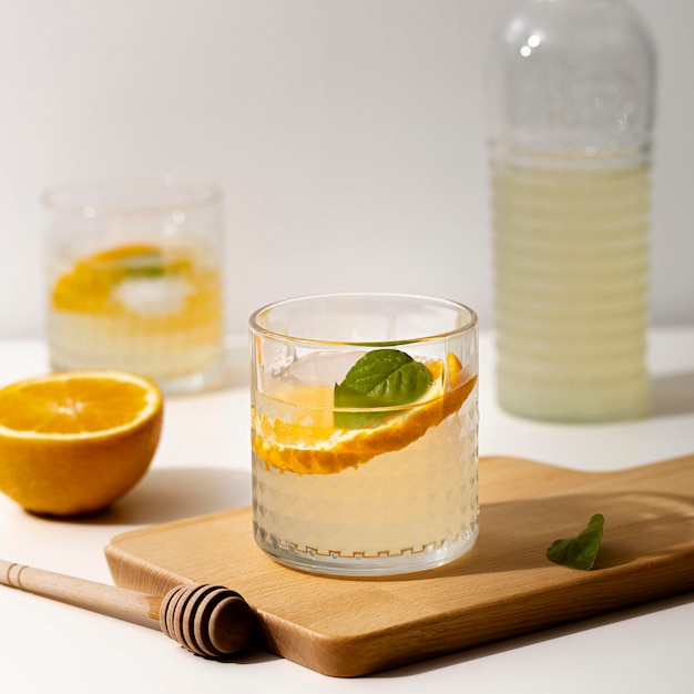 Delicious lemonade with orange slice