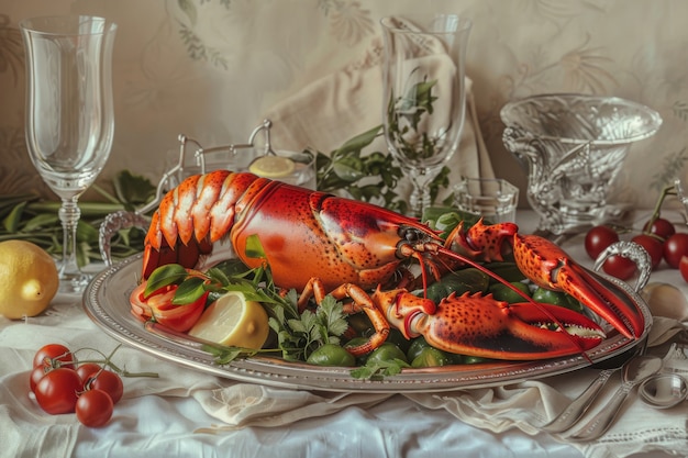 Free Photo delicious lobster gourmet seafood