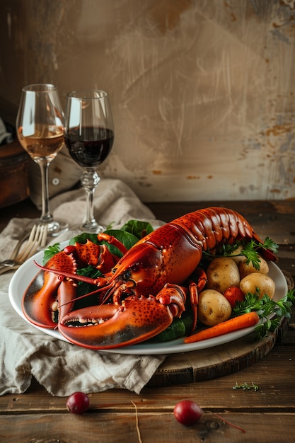 Free photo delicious lobster gourmet seafood