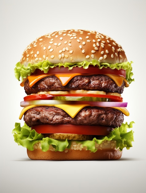 Delicious looking 3d burger with simple background